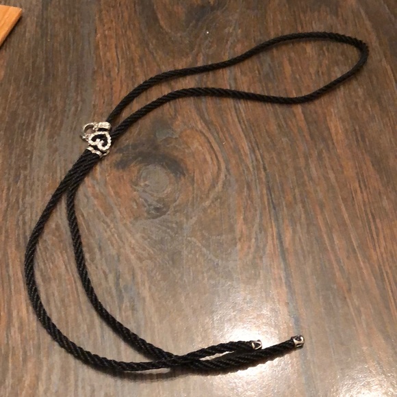 Bolo tie black cord and crystal necklace - Picture 7 of 9